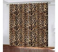 LRRSHOP Brown Insulated Curtains, 3D Printing Leopard Print Pattern Blackout Eyelet Curtains 90x90 inch Pencil Pleat Curtains for Living Room Bedroom Children's Room Window Decoration - 2 Panels