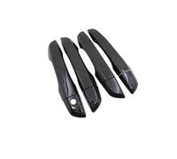 LRSJJ Car Sliding Door Handle for Civic 10 2016 2017 2018 2019 2020 4 PCS Exterior Carbon Fiber Door Handle Cover Catch Trim Car Cap Styling Accessories(Handle 0 Button)
