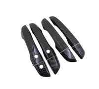 LRSJJ Car Sliding Door Handle for Civic 10 2016 2017 2018 2019 2020 4 PCS Exterior Carbon Fiber Door Handle Cover Catch Trim Car Cap Styling Accessories(Handle 2 Button)