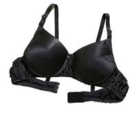 LRSSMB 2025 Smooth Satin Silk Bra Double Sided Mulberry Silk Push Up Support Wireless Bras For Women Ladies Daily Bralette(Black,XXL)