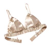 LRSSMB Double Sided Silk Bra Smooth Satin Mulberry Silk Bra For Women Wireless Bras Triangle Bralette Tops Daily Unpadded Cup(Skin,M)