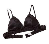LRSSMB Double Sided Silk Bra Smooth Satin Mulberry Silk Bra For Women Wireless Bras Triangle Bralette Tops Daily Unpadded Cup(Black,L)