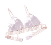 LRSSMB Double Sided Silk Bra Smooth Satin Mulberry Silk Bra For Women Wireless Bras Triangle Bralette Tops Daily Unpadded Cup(White,M)
