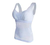 LRSSMB Women's 2 in 1 Postoperative Camisole with Built-in Bra Cup Padded Mastectomy Pocket Tank Top Undershirt Shapewear(Blue,XL)