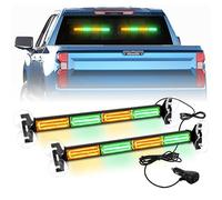 LRTER - Dash Emergency Strobe Lights, Front/Rear Security Lights with Suction Cups, Deck Split Mount, for Vehicles, Trucks, Volunteer Vehicles, 2 x