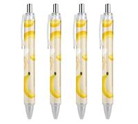Lrtyuasq Banana Pattern Print Ballpoint Pens for Women Men 0.5 Mm Fine Retractable Ball Point Pen