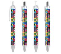 Lrtyuasq Caribbean And West Indies National Flag Retractable Ballpoint Pen Black Ink 0.5mm Fine Point Pens Office Supplies