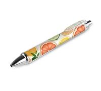 Lrtyuasq Colorful Fresh Ripe Citrus Fruits Orange Grapefruit And Lemon Retractable Ballpoint Pen 0.5 Fine Point Flexible Round Barrel for Writing Comfort