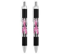 Lrtyuasq Fight Breast Cancer Awareness USA Flag Funny Retractable Ballpoint Pen 0.5mm Ball Point Pens Work Pens Gifts for Officer Unisex