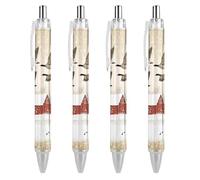 Lrtyuasq Flying Geese Snow Red House Retractable Ballpoint Pen 0.5mm Roller Black Inks for Men Women Diary Pens