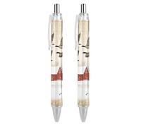 Lrtyuasq Flying Geese Snow Red House Retractable Ballpoint Pen 0.5mm Roller Black Inks for Men Women Diary Pens