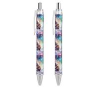 Lrtyuasq Flying Turtle Pizza Cat Retractable Ballpoint Pen Black Ink 0.5mm Fine Point Pens Office Supplies