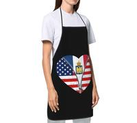 Lrtyuasq Funny Apron Chef-Heart American Flag And French Flag Kitchen Cooking Apron Bib,Baking Gardening Home Durable