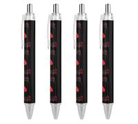 Lrtyuasq Hearts Playing Card Poker Retractable Ballpoint Pen Black Ink 0.5mm Fine Point Pens Office Supplies
