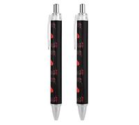 Lrtyuasq Hearts Playing Card Poker Retractable Ballpoint Pen Black Ink 0.5mm Fine Point Pens Office Supplies