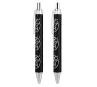 Lrtyuasq Inverted Pentacle Pewter Satanic Goat Retractable Ballpoint Pen Black Ink 0.5mm Fine Point Pens Office Supplies