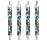 Lrtyuasq Motocross Dirt Bike Retractable Ballpoint Pen Portable Blue Ink Ball Point Pen Work Pens for Home Office