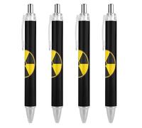 Lrtyuasq Nuclear Radiation Warning Sign Funny Retractable Ballpoint Pen 0.5mm Ball Point Pens Work Pens Gifts for Officer Unisex