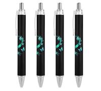 Lrtyuasq Ovarian Cancer Awarenes Butterflies Roller Pens Black Ballpoint Pens Retractable Journaling Pen Work Pens for Office Supplies