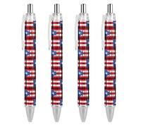 Lrtyuasq Puerto Rico Rican Country Flag Print Ballpoint Pens for Women Men 0.5 Mm Fine Retractable Ball Point Pen