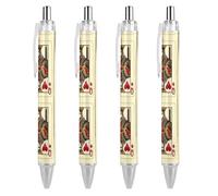 Lrtyuasq Queen of The Hearts Playing Card Poker Retractable Ballpoint Pen Black Ink 0.5mm Fine Point Pens Office Supplies