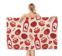 Lrtyuasq Quick Dry Beach Towel - Cute Tomato Ketchup Soft Bath Towels for Bathroom, Microfiber Towels for Body, Personalized Beach Towels Sandproof, Absorbent Shower Towels for Home, Travel