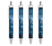 Lrtyuasq Sailboat War Ship Blue Toned Clouds Retractable Ballpoint Pen Portable Blue Ink Ball Point Pen Work Pens for Home Office