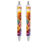 Lrtyuasq U.S. Flag Eagles Sunflowers Watercolor Retractable Ballpoint Pen Black Ink Ball Point 0.5mm Smooth Writing Note Taking Accessories For Office