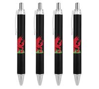 Lrtyuasq Welsh Dragon Flag Funny Retractable Ballpoint Pen 0.5mm Ball Point Pens Work Pens Gifts for Officer Unisex