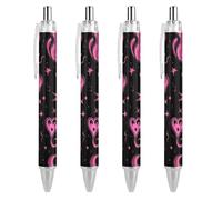 Lrtyuasq Y2K Flames Hearts Stars Retractable Ballpoint Pen 0.5mm Roller Black Inks for Men Women Diary Pens