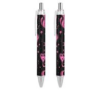 Lrtyuasq Y2K Flames Hearts Stars Retractable Ballpoint Pen 0.5mm Roller Black Inks for Men Women Diary Pens