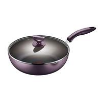 LRTYZBD Flat Bottom Frying Pan Nonstick Frying Pan with Lid Steak Pan Cooking Pan Wok Pan with Insulated Handle Cooking Pan-Purple