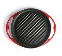 LRTYZBD Steak Frying Pan Cast Iron Grill Pan Steak Pan Pre Seasoned Grill Pan for Grilling Bacon Steak and Meats Griddle Pans Non-Stick Frying pan, Medical Stone Frying pan, Frying pan-25x3x5cm Red
