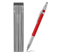 Lrtzizy Welders Pencil with 12PCS Refills, Metal Marker Mechanical Welding Pencil Pipefitters, Fabrication, Red