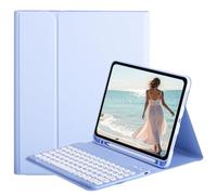 Lrufodya Bluetooth Keyboard Case for Samsung Galaxy Tab, Slim Detachable Wireless Design, PU Leather Cover with Multiple Viewing Angles, Anti-Slip Protection (Lavender Mist, Galaxy Tab A11 Plus)