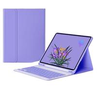 Lrufodya Keyboard Case for iPad mini 7 A17 Pro/iPad mini 6, iPad mini 7th/6th (2024/2021) Stand Folio Smart Case Cover with Detachable Rechargeable (USB-C) Keyboard and Pen Holder (Purple)