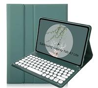 Lrufodya Keyboard Case for Samsung Galaxy Tab A7 Lite 8.7" 2021, Candy Colors Detachable Round Keys Wireless Keyboard (USB C Port) Slim Cover for Model SM-T220 T225 T227 (Deep Green)