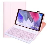 Lrufodya Keyboard Case for Samsung Galaxy Tab A7 Lite 8.7" 2021, Candy Colors Detachable Wireless Keyboard with Slim Cover for Model SM-T220 T225 T227 (Pink)