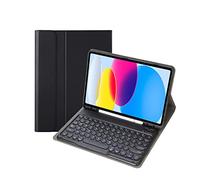 Lrufodya Keyboard Case for Samsung Galaxy Tab A8 10.5 in 2022, Candy Colors Detachable Wireless Round Keys Keyboard with (USB Type C Port) Slim Cover for Tab A8 SM-X200 SM-X205 SM-X207 (Black)