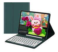 Lrufodya Keyboard Case for Samsung Galaxy Tab A8 Case 10.5 in 2022, Candy Colors Detachable Wireless Round Keys Keyboard (USB Type C Port) Slim Cover for Tab A8 SM-X200 SM-X205 SM-X207 (Deep Green)