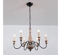 Lruii French Country Chandelier 6 Lights Faux Wood Color Hardware Light Antique Vintage Metal Candle Light for Kitchen Dining Room, Living Room, Bedroom Foyer, 872485039 Comfortable