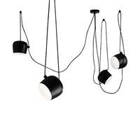 LRUII Modern Adjustable Iron Pendant Lamp American Industrial Living Room 1-5 Head Drum Chandelier Creative Personality Living Room Ceiling Light, Black, 4 Lights Comfortable Anniversary