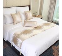 LRUPVEG Bed Runner For King Size Bed Bedspread Modern Double Sided Jacquard Stripes Bed Throw Protector Slipcover Bed Scarf For Foot Bed Runners & Scarves For Bedroom Hotel(Gold,45 * 45cm(No core))