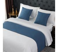 LRUPVEG Bed Runner, Twin, Queen, King, Modern Light Luxury Hotel Bed End Scarf For King Size Bed Solid Color Smooth Comfort Bed Runners & Scarves(Blue,50 * 240cm for 180cm Bed)