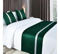 LRUPVEG Bed Runners For King Size Bed, Silky Soft Solid Color Satin Bedspread Hotel Bed Blankets Bedding Decor Scarves For Bedroom Home(Dark Green,50 * 50cm(with core))