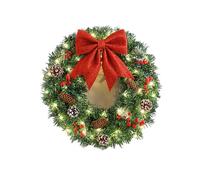 LRUPVEG Christmas Wreath - 24 Inch Pre-Lit Outdoor Wreath For Front Door, Christmas Decoration