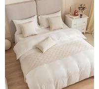 LRUPVEG Solid Bed Runner Luxury Yellow Decorative Velvet King Queen Size Bed End Runner Cushions Cover Hotel Quilt Bedding Set(Beige,45 * 45cm(pillow case))