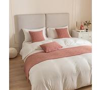 LRUPVEG Solid Bed Runner Luxury Yellow Decorative Velvet King Queen Size Bed End Runner Cushions Cover Hotel Quilt Bedding Set(Pink,45 * 45cm(pillow case))