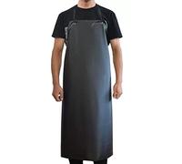 LRUUIDDE Waterproof Rubber Vinyl Apron Black - 43" Light Duty Aprons - Stay Dry - Industrial Chemical Resistant Plastic, Long Black Bib Apron for Dishwashing Work Butcher Cleaning Fish (Black-1pack)
