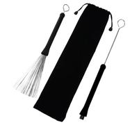 LRXIYODE 1 Pair Retractable Jazz Drum Brush Set with Handle Metal Loop End and Carrying Bag Durable Wire Brushes for Drummers for Jazz Drumming and Practice Sessions